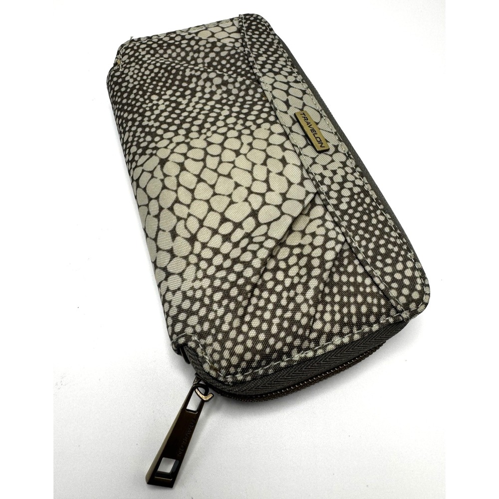 Travelon Wallet Animal Print Nylon Clutch Credit Cards Coin RFID